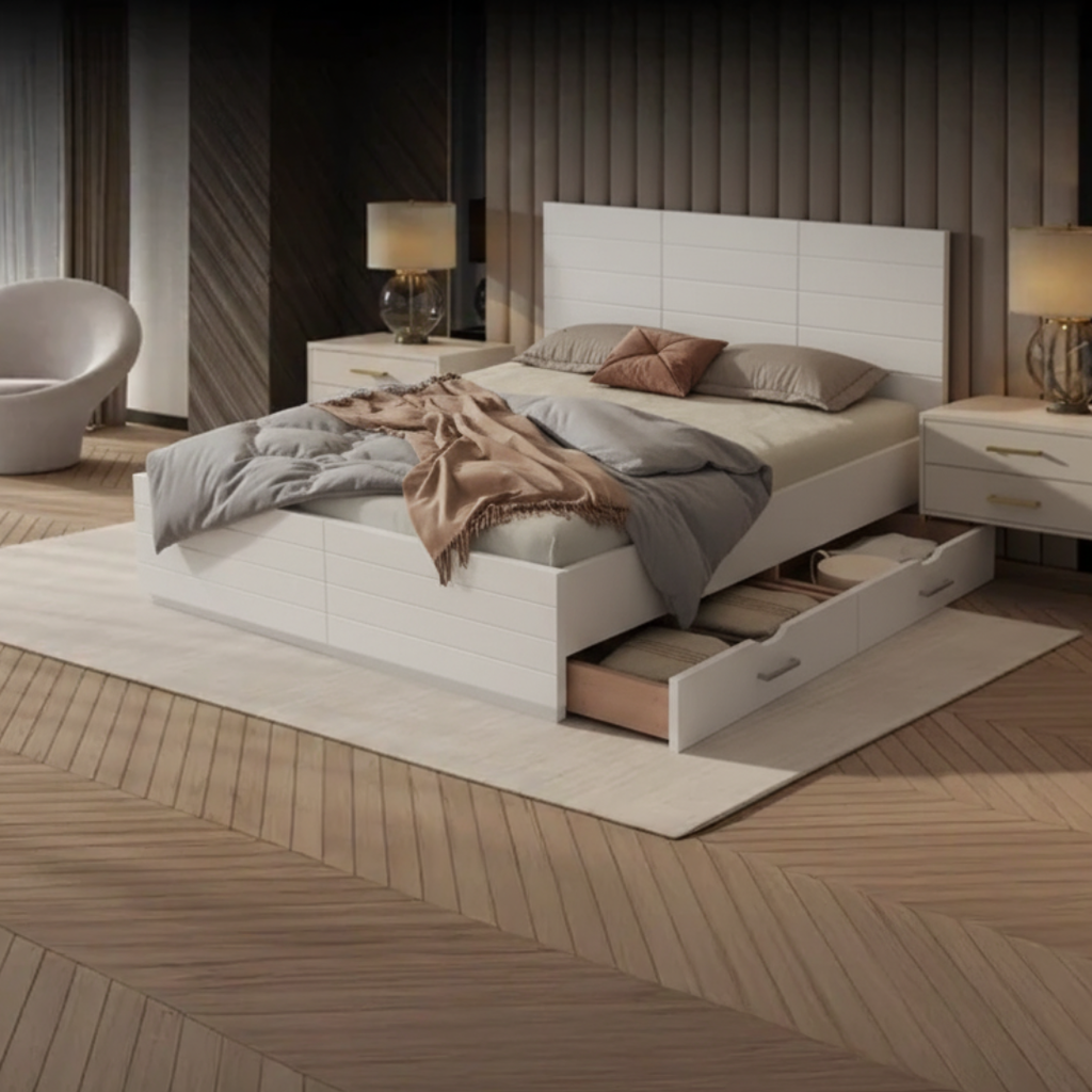 Lit double bois massif avec rangements XXL – Arbor