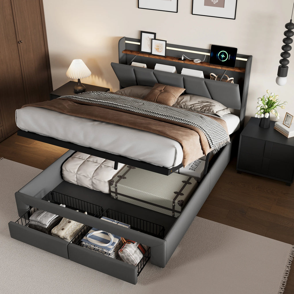 Lit double avec rangement – Aveline