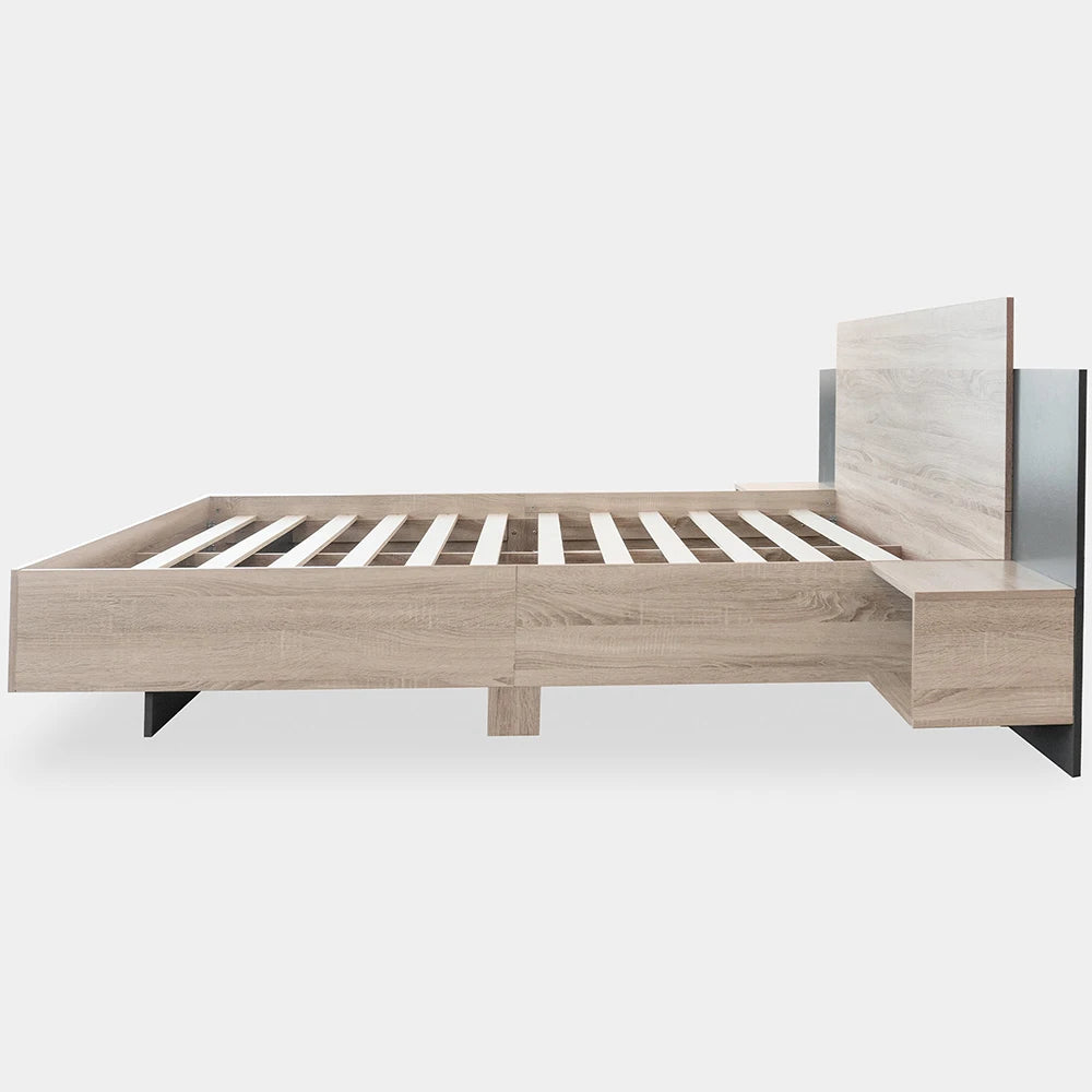 Lit double avec rangement 160x200 cm chêne – Sonoma