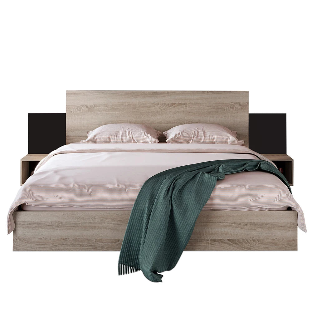 Lit double avec rangement 160x200 cm chêne – Sonoma