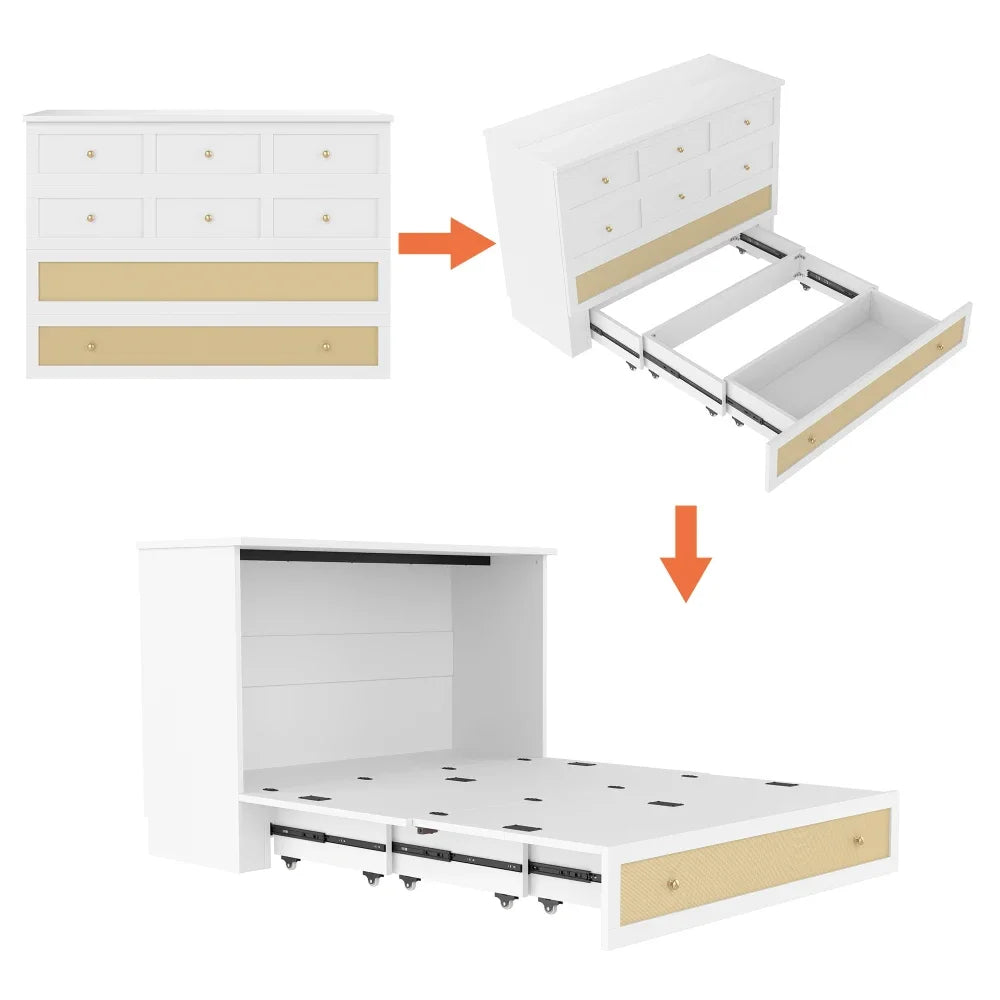 Lit escamotable 140x200 cm avec rangement et ports USB – Nova