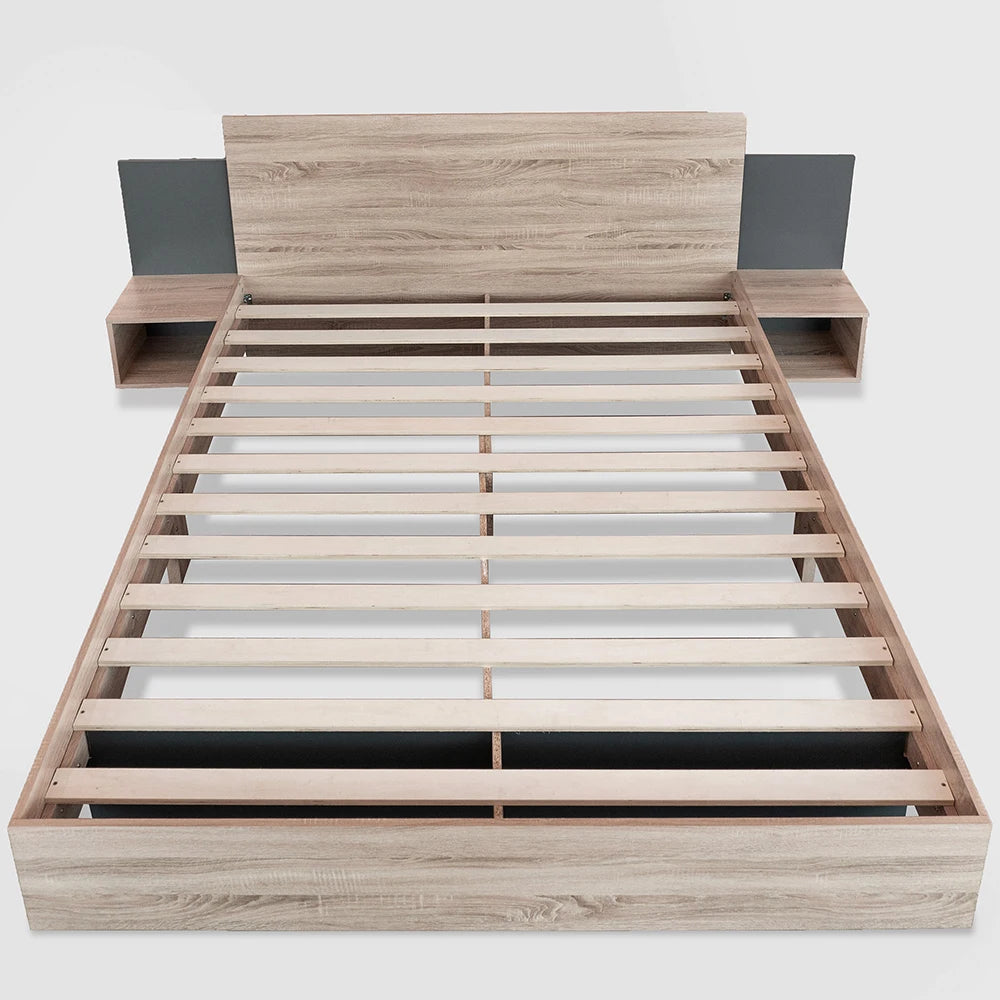 Lit double avec rangement 160x200 cm chêne – Sonoma