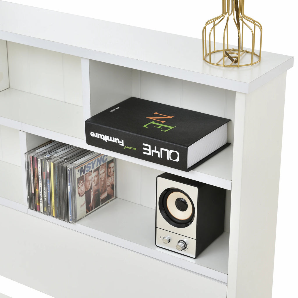 Lit double avec rangement 140x200 cm blanc – Lumière