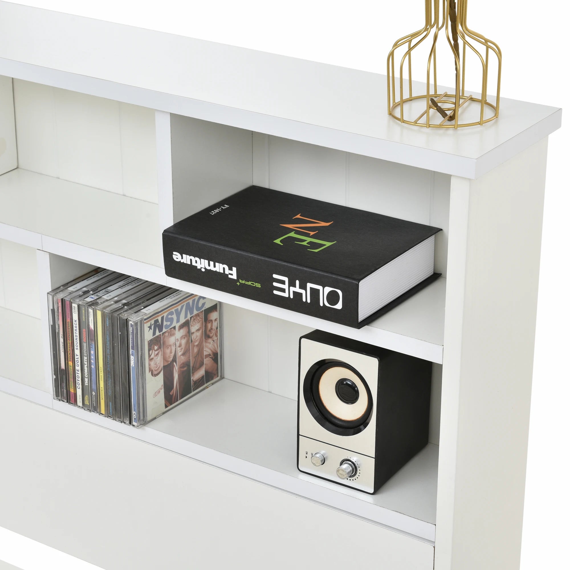 Lit double avec rangement 140x200 cm blanc – Lumière